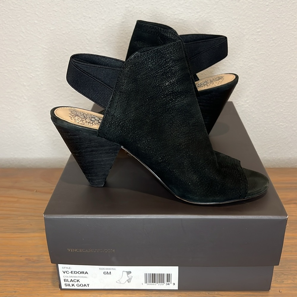 Vince Camuto Edora Black Cone Heel Slingback Size 6